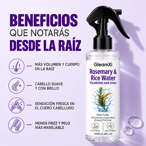 Spray de Romero y Agua de Arroz GleamXi – Volumen desde la raíz