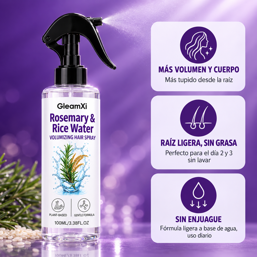 Spray de Romero y Agua de Arroz GleamXi – Volumen desde la raíz